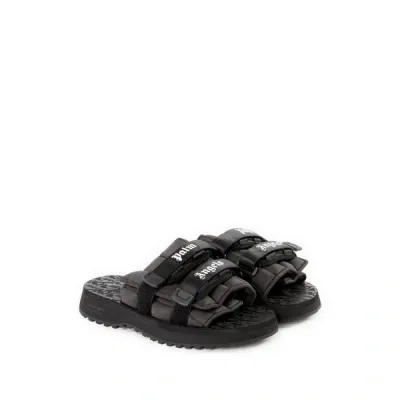 Palm Angels Flat Quilted Sandals In Black