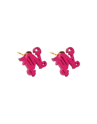 Palm Angels Monogram Post-back Earrings In Pink