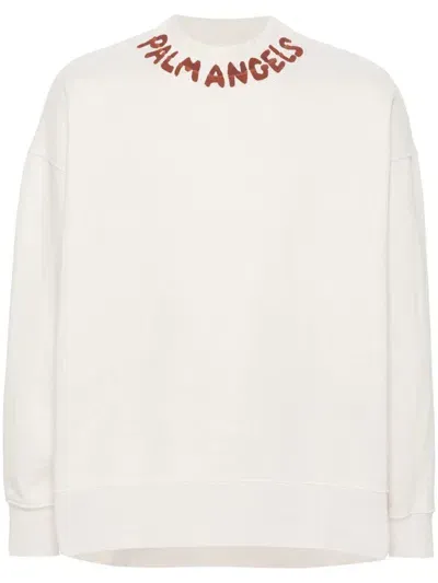 Palm Angels Logo-print Cotton Sweatshirt In White