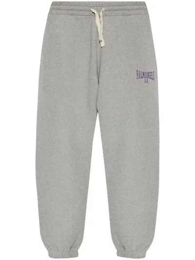 Palm Angels Logo-print Cotton Track Pants In Grey