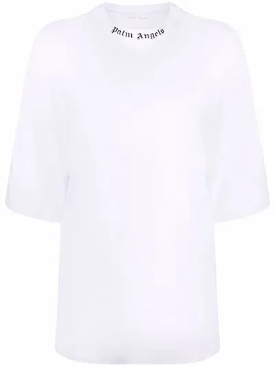 Palm Angels Logo-print High-neck T-shirt In White