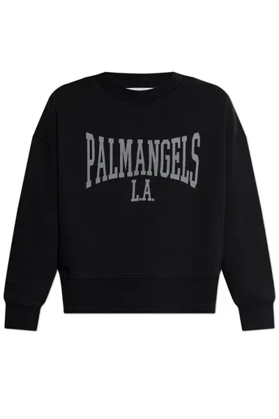 Palm Angels Logo Printed Crewneck Sweatshirt In Black