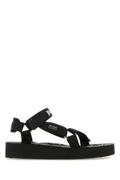 Palm Angels Man Black Fabric  X Suicoke Sandals