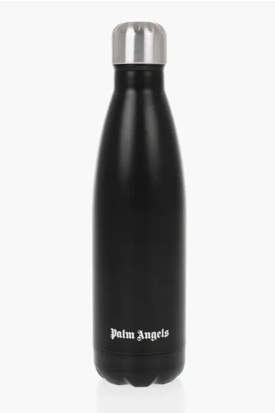 Palm Angels Metal Save The Ocean Thermal Bottle With Printed Contrasting In Black