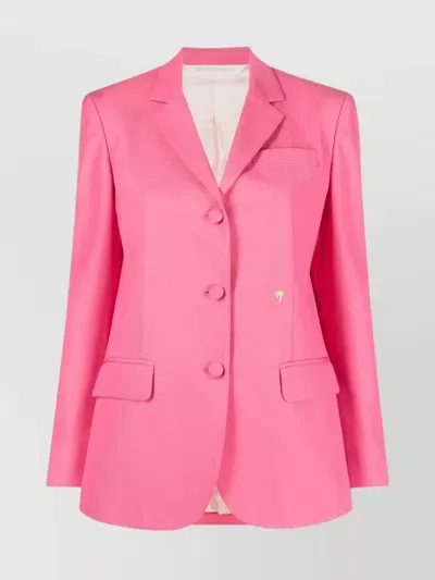 Palm Angels Miami Cotton Blend Blazer Jacket In Fuchsia