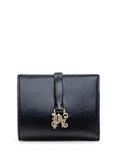 Palm Angels Monogrammed Wallet In Black Gold