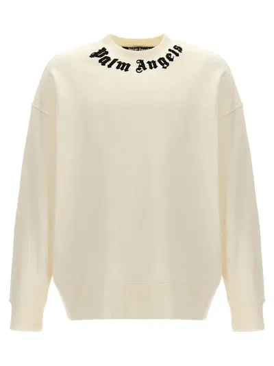 Palm Angels 'neck Logo' Sweatshirt In White