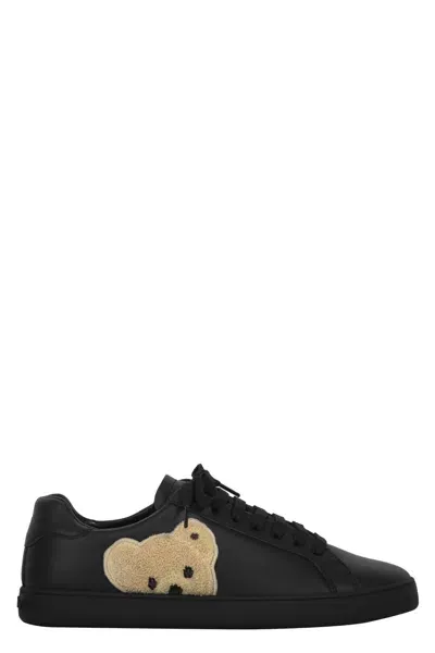 Palm Angels New Teddy Bear Leather Low-top Sneakers In Black