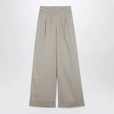 Palm Angels Beige Cotton Wide Trousers In Neutrals