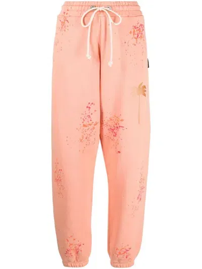 Palm Angels Pxp Paint-splatter Track Pants In Orange