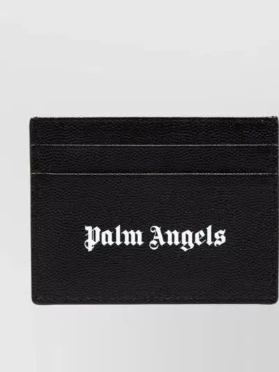 Palm Angels Grained Logo-print Cardholder In 黑色