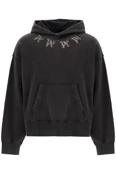 Palm Angels Statement Monogram Hooded Sweatshirt In Gray