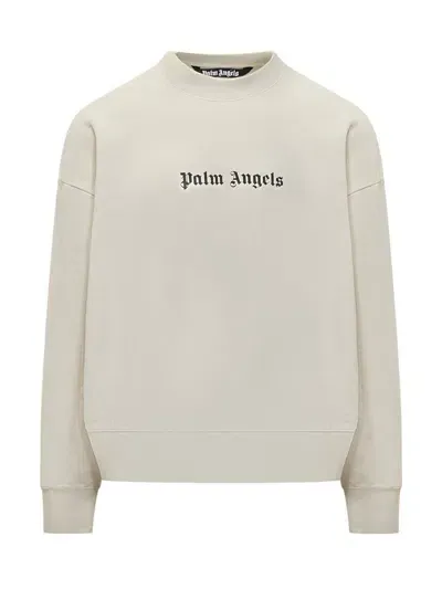 Palm Angels Cotton Sweatshirt In White