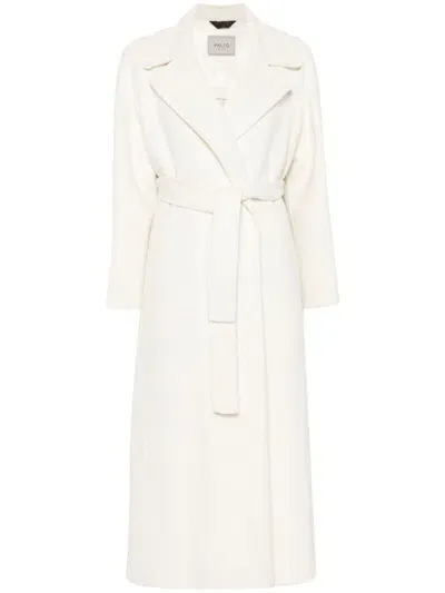 Palto' Paola Wool Belted Coat In White