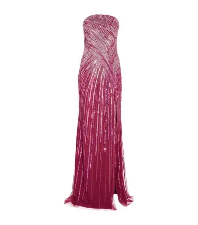 Pamella Roland Sequin-embellished Ombré Gown In Pink