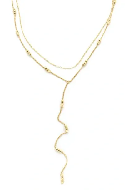 Panacea Bead Station Layered Y-necklace In Gold