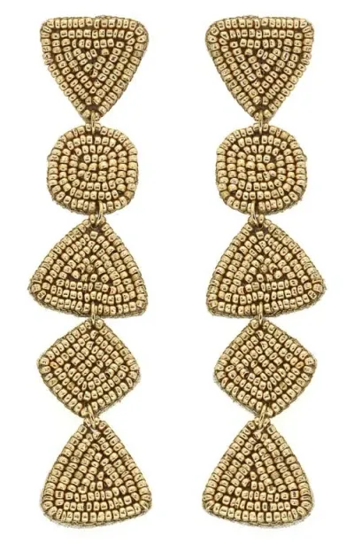 Panacea Beaded Linear Drop Earrings In Gold