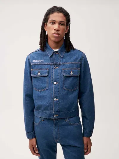 Pangaia Mens Cropped Hemp Denim Jacket In Mid Wash