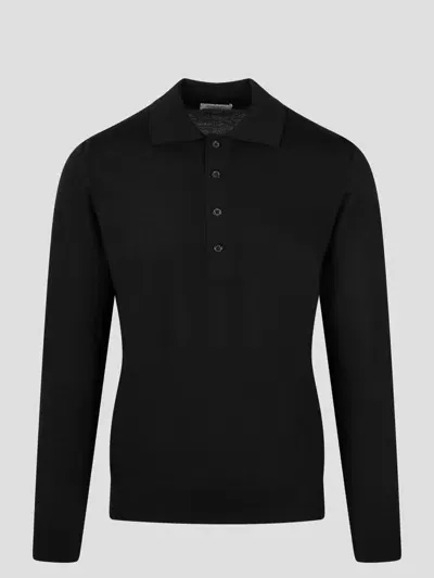 Paolo Pecora Extrafine Merino Wool Polo  In Black