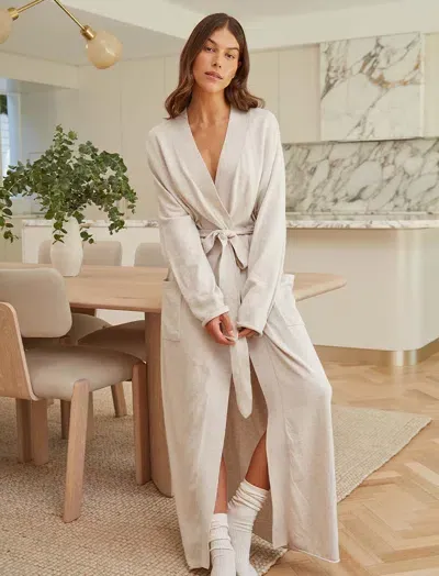 Papinelle Cotton Cashmere Maxi Robe In Ecru