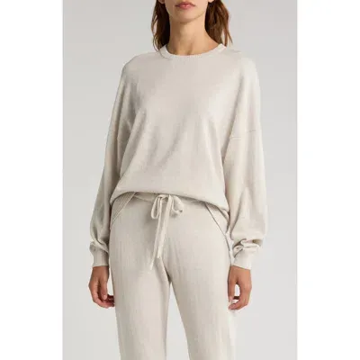 Papinelle Crewneck Cotton & Cashmere Sweater In Ecru