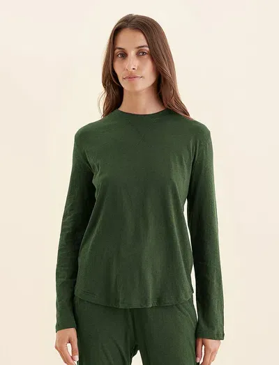 Papinelle Jada Organic Cotton Knit Long Sleeve Tee In Forest Green