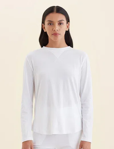 Papinelle Jada Organic Cotton Long Sleeve Knit Tee In White