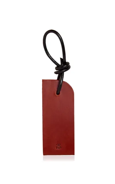 Paradise Row Leather Keyring In Burgundy