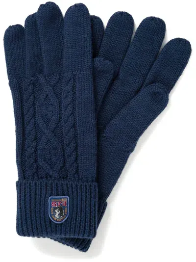 Parajumpers Cable-knit Wool Gloves In Blue