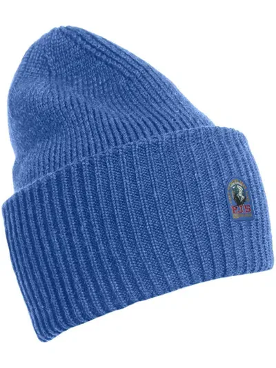 Parajumpers Logo-patch Beanie Hat In Blue