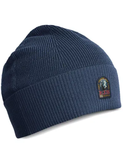 Parajumpers Logo-patch Beanie Hat In Blue