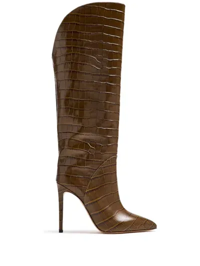 Paris Texas 100mm Crocodile-embossed Boots In Green