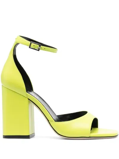 Paris Texas Fiona Leather Heel Sandals In Green