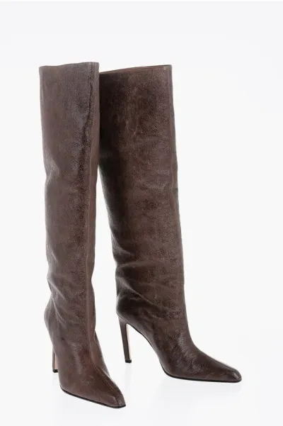 Paris Texas Solid Color Crackle Leather Jude Boots 11cm In Neutral