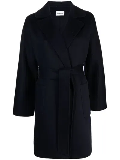 P.a.r.o.s.h Belted Brushed Wool Coat In Blue