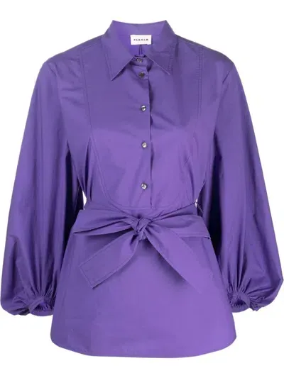 P.a.r.o.s.h Belted Wide-sleeved Blouse In Purple