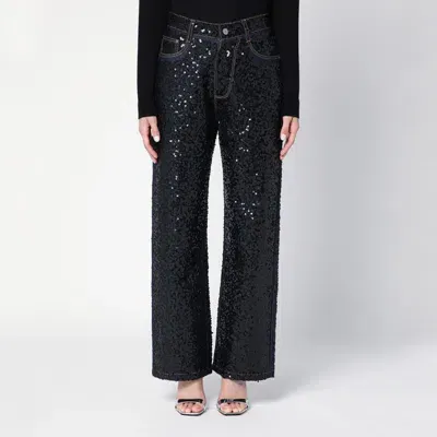 P.a.r.o.s.h . Black Jeans With Micro Sequins In Multicolor