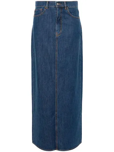 P.a.r.o.s.h Cotton Denim Skirt In Blue