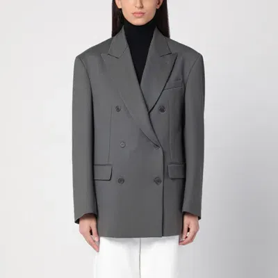 P.a.r.o.s.h Parosh  Grey Wool Double-breasted Jacket In Black