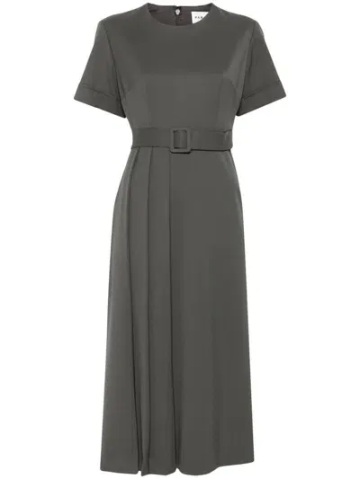 P.a.r.o.s.h Pleat-detailed Midi Dress In Green