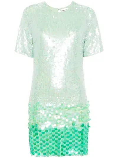 P.a.r.o.s.h Sequin-embellished Short-sleeved Dress In Green