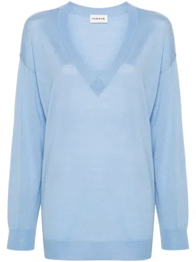 P.a.r.o.s.h V-neck Wool-silk Jumper In Azul Claro