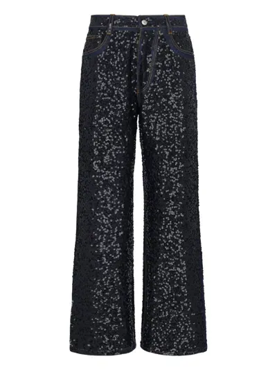 P.a.r.o.s.h Straight Jeans With Guff Sequins In Black