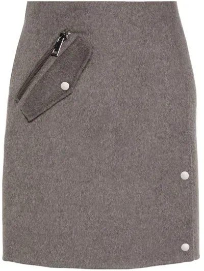 P.a.r.o.s.h Wool Midi Skirt In Grey