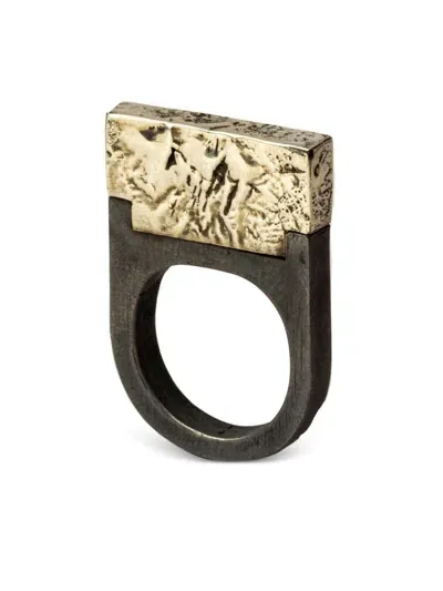 Parts Of Four Plate Hammered Ring In Gold