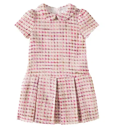 Patachou Kids' Pleated Tweed Dress In Pink