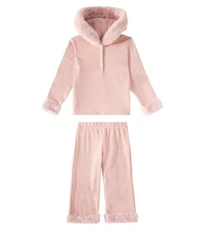 Patachou Kids' Sweater And Sweatpants Set In Pink