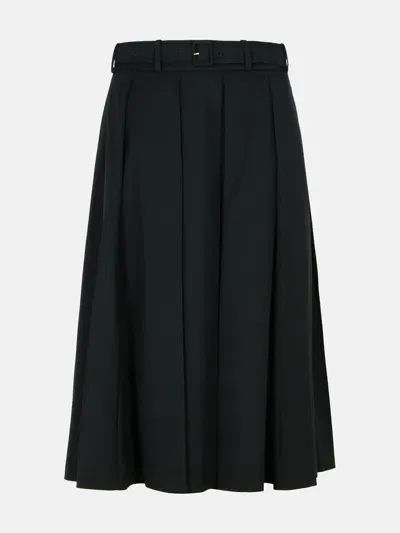 Patou Black Virgin Wool Skirt