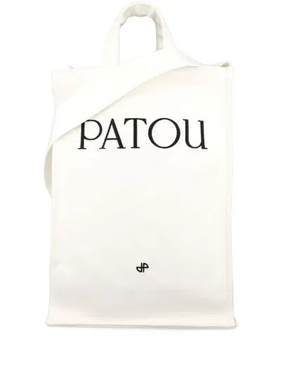 Patou Logo-print Vertical Tote Bag In White