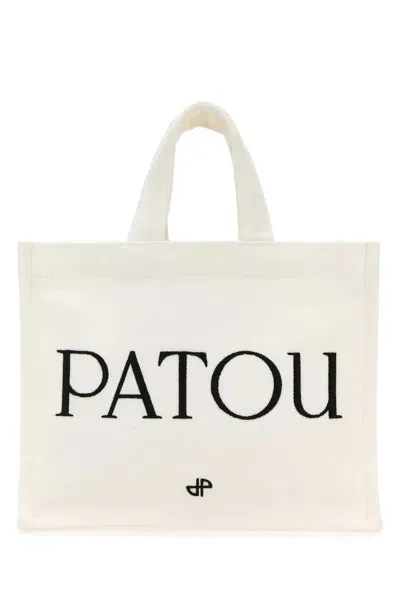 Patou White Canvas Small Tote  Shopping Bag